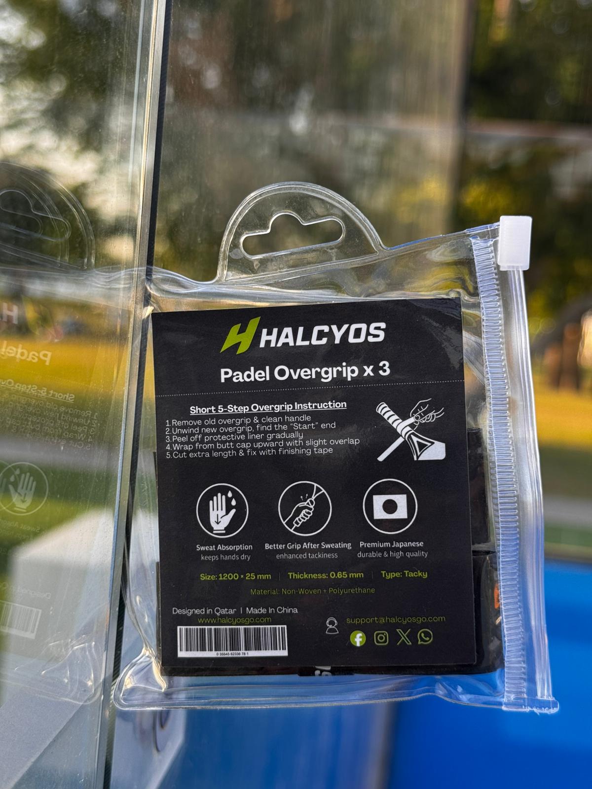 Halcyos tacky padel overgrip with sweat absorption