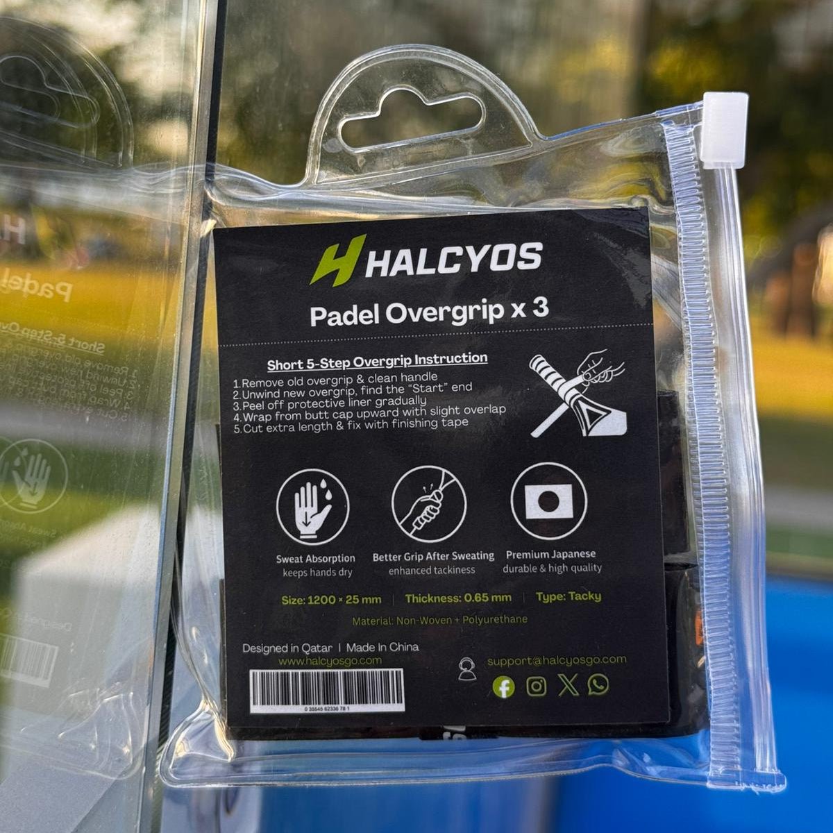 Halcyos tacky padel overgrip with sweat absorption