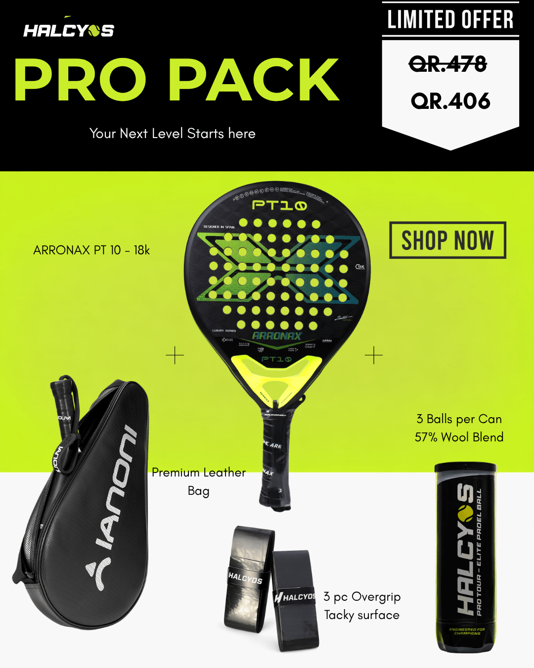 complete-padel-set-arronax-pt10-18k-racket-bag-balls-overgrips