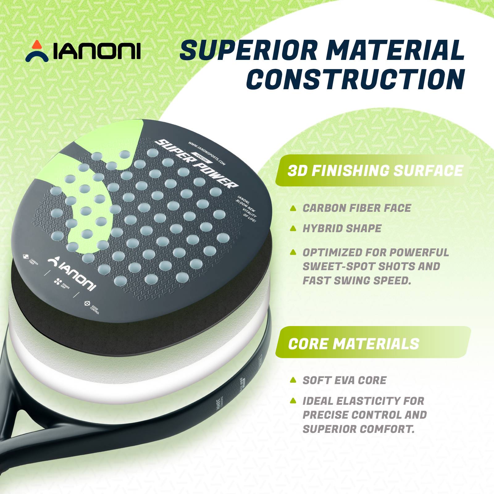 IANONI Super Power Black padel racket in Qatar