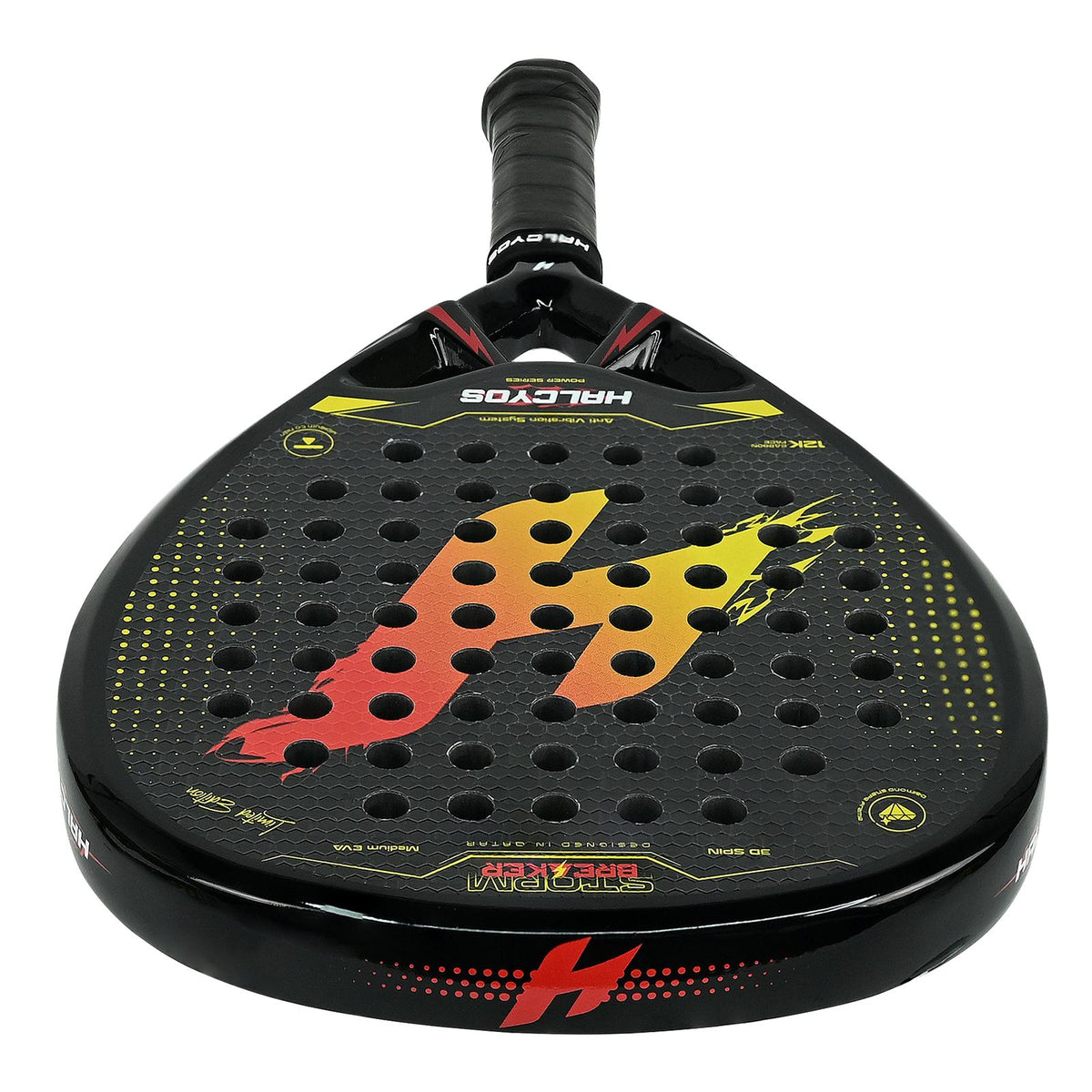 HALCYOS Storm Breaker racket with protective cover