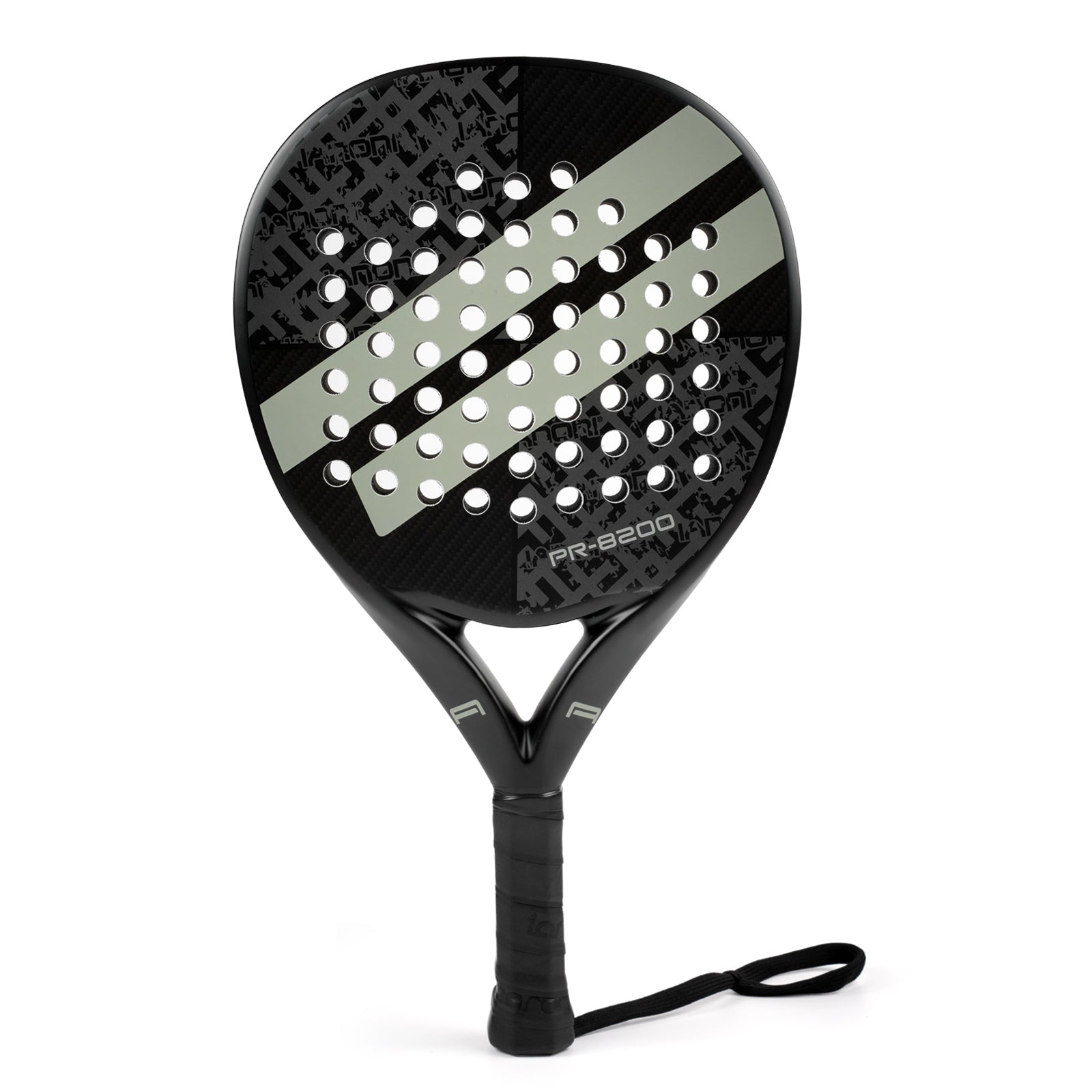 Logo and finish closeup of Halcyos IANONI Carbon Pro padel racket