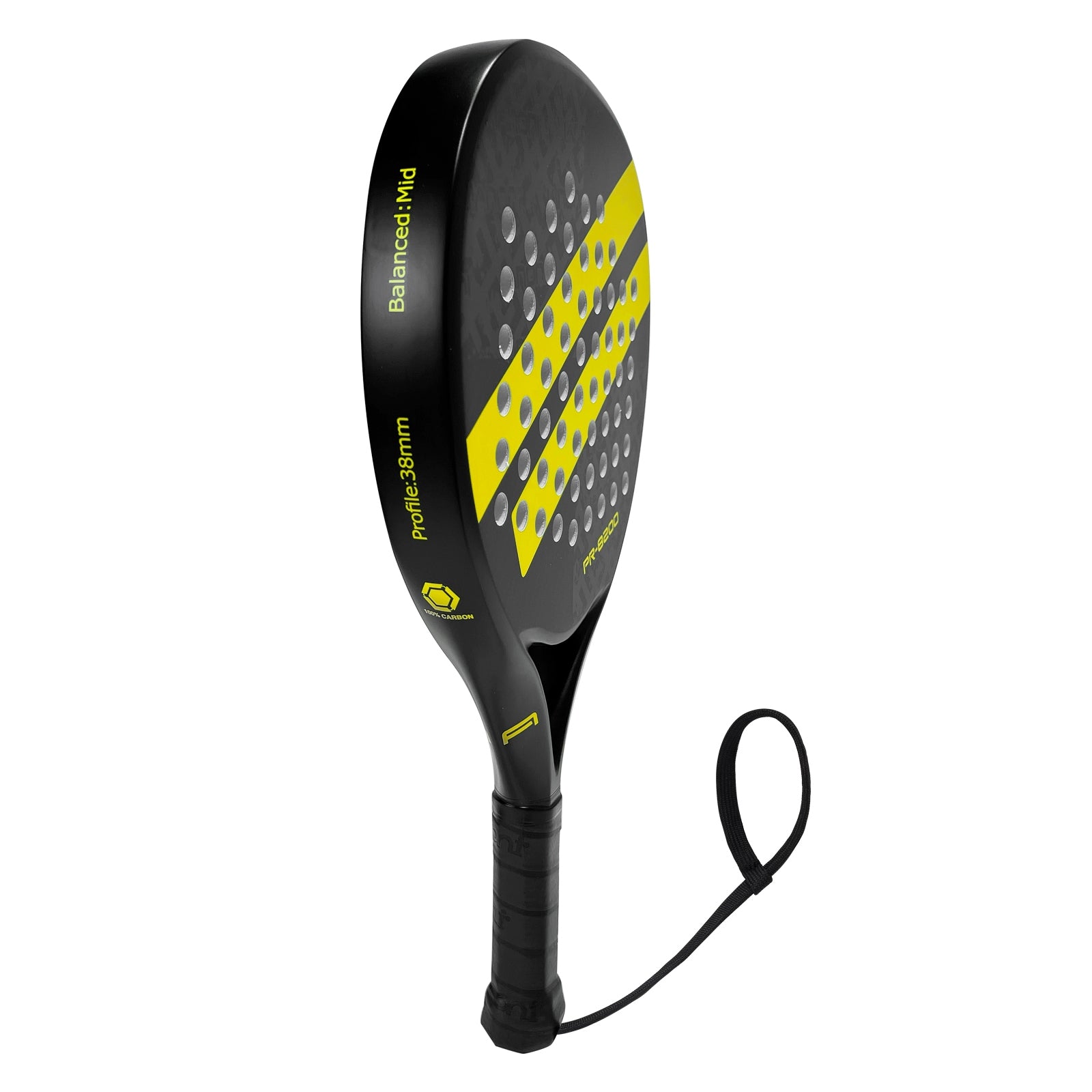 Teardrop shape 38mm profile of Halcyos IANONI Carbon Pro padel racket