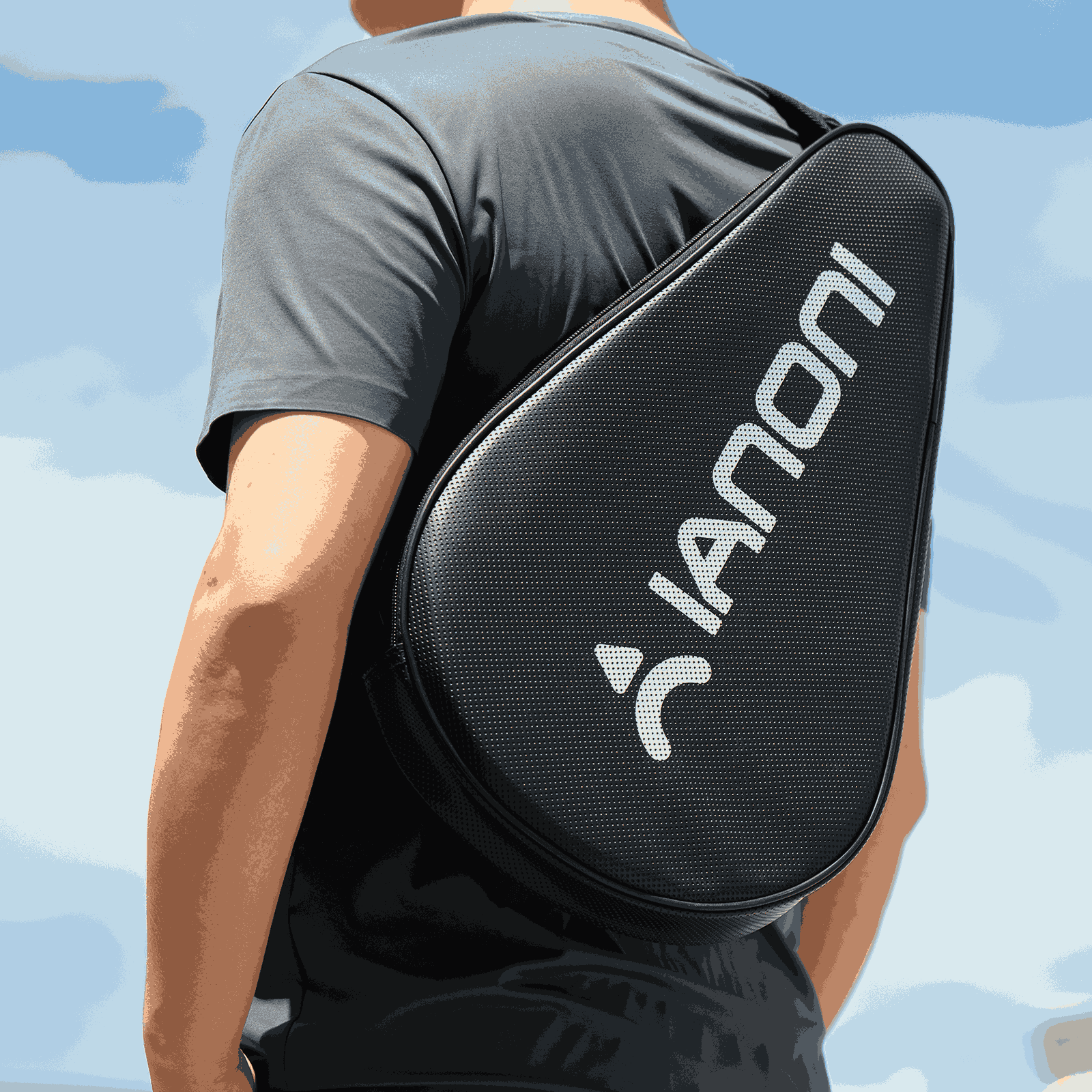 Custom Halcyos logo on premium leather padel racket bag