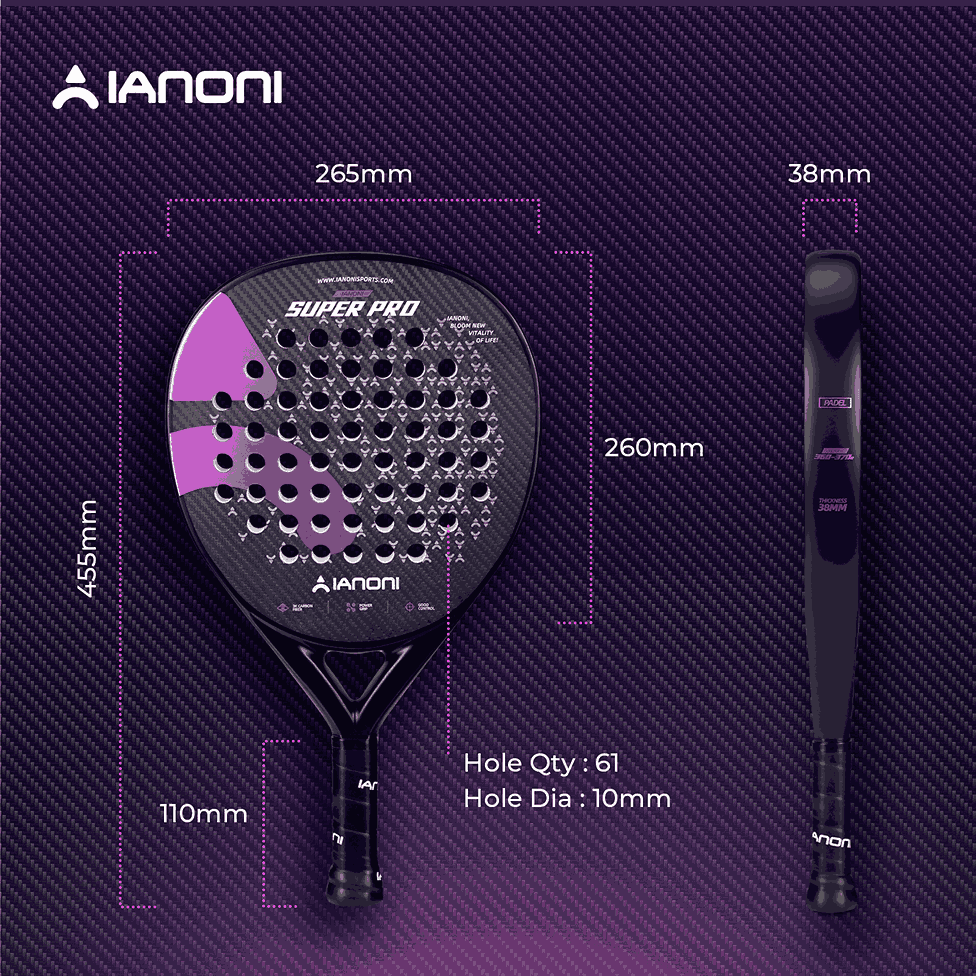 Ergonomic anti-slip handle grip of Halcyos IANONI Super Pro padel racket