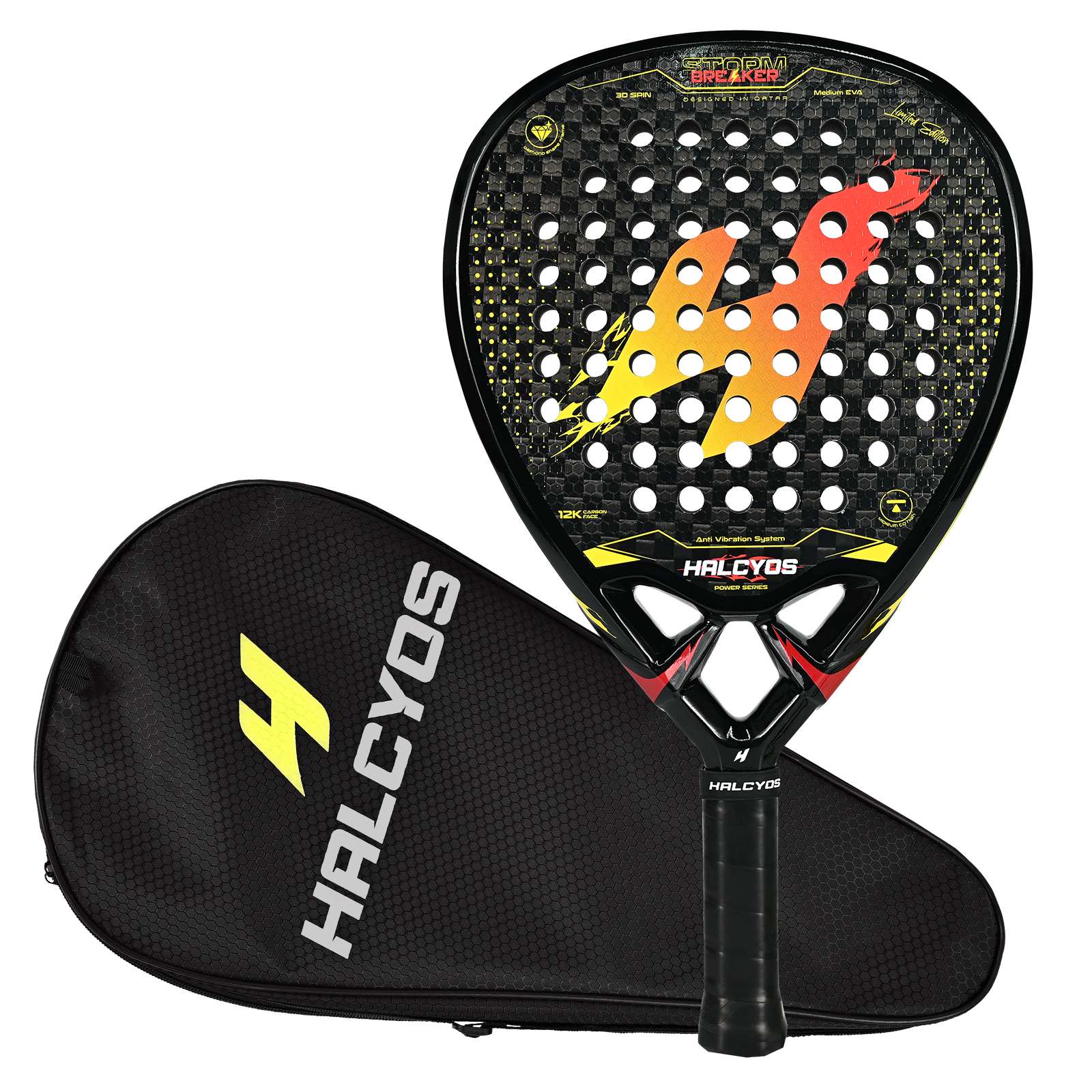 Side profile HALCYOS Storm Breaker padel racket