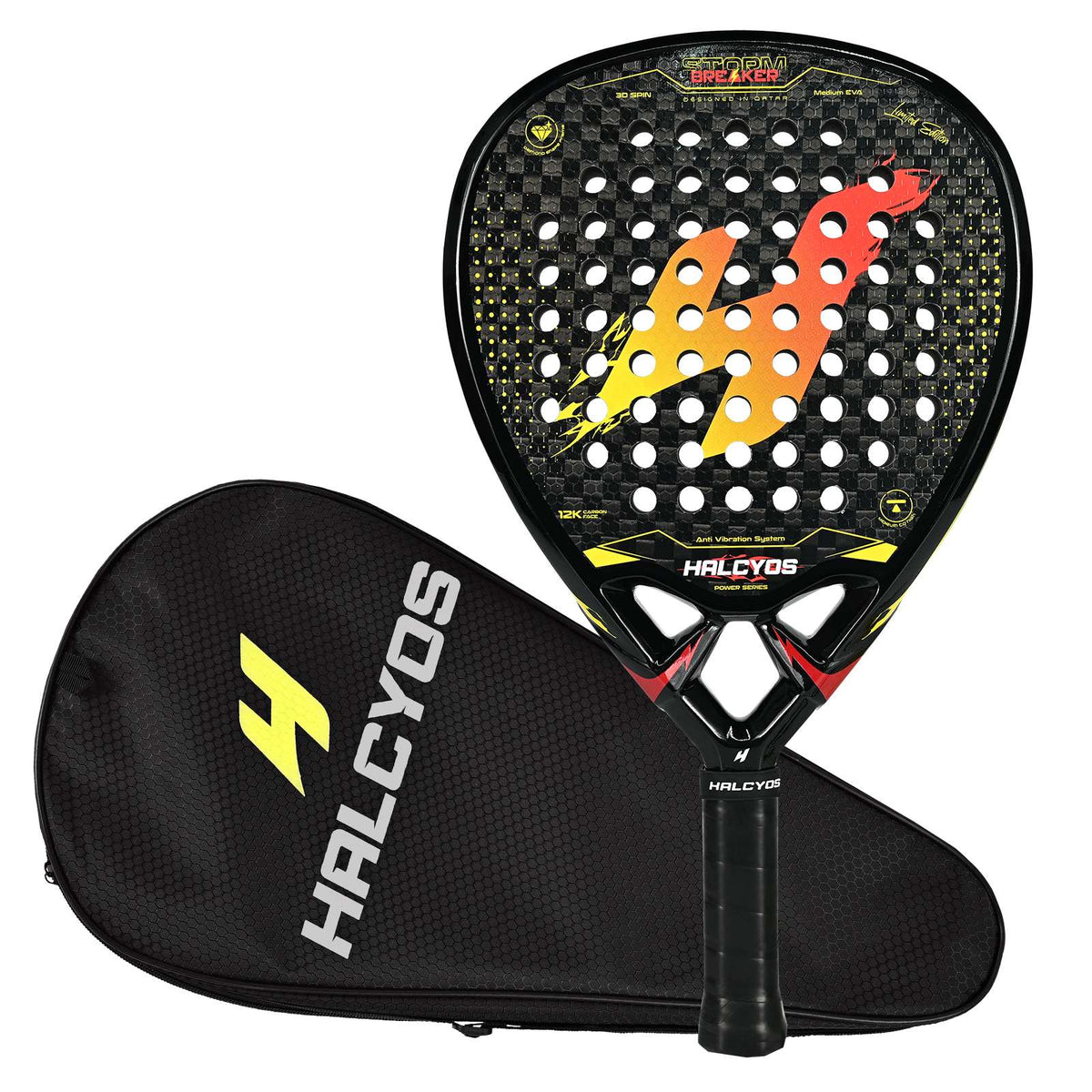 12K carbon surface of HALCYOS Storm Breaker padel racket