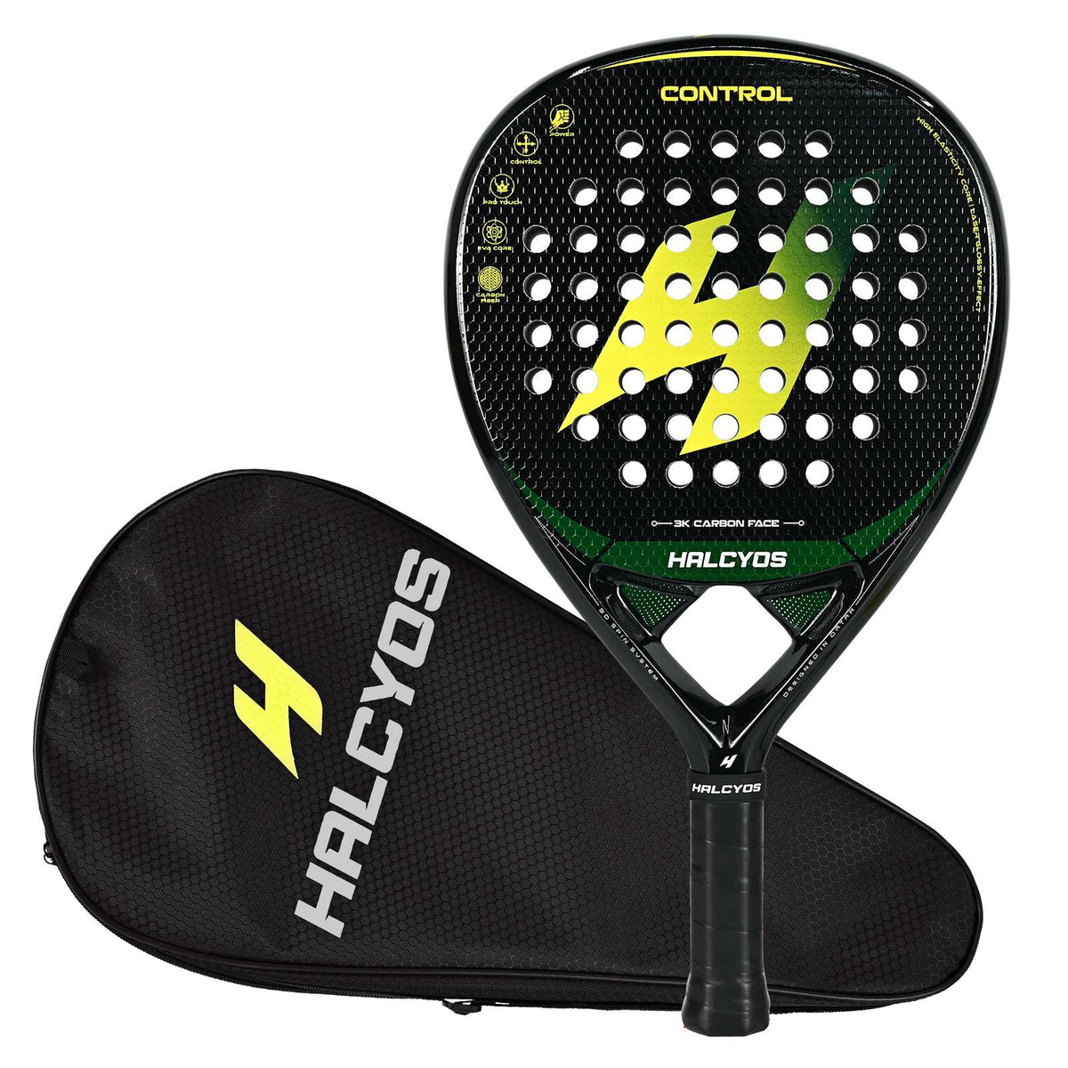Halcyos padel racket throat design carbon build