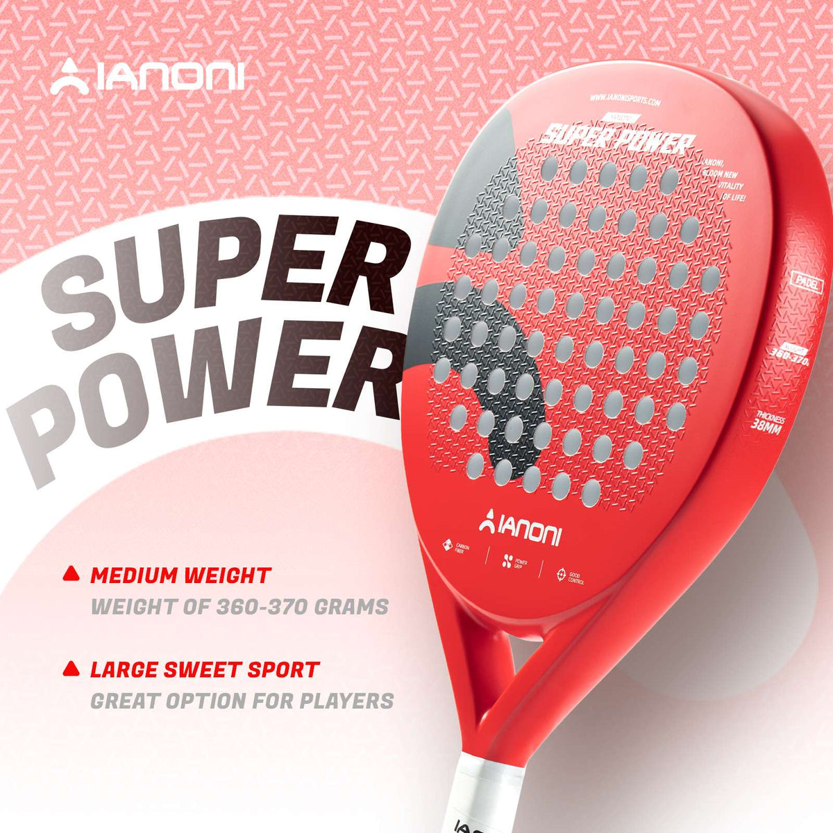 IANONI Super Power Red carbon padel racket