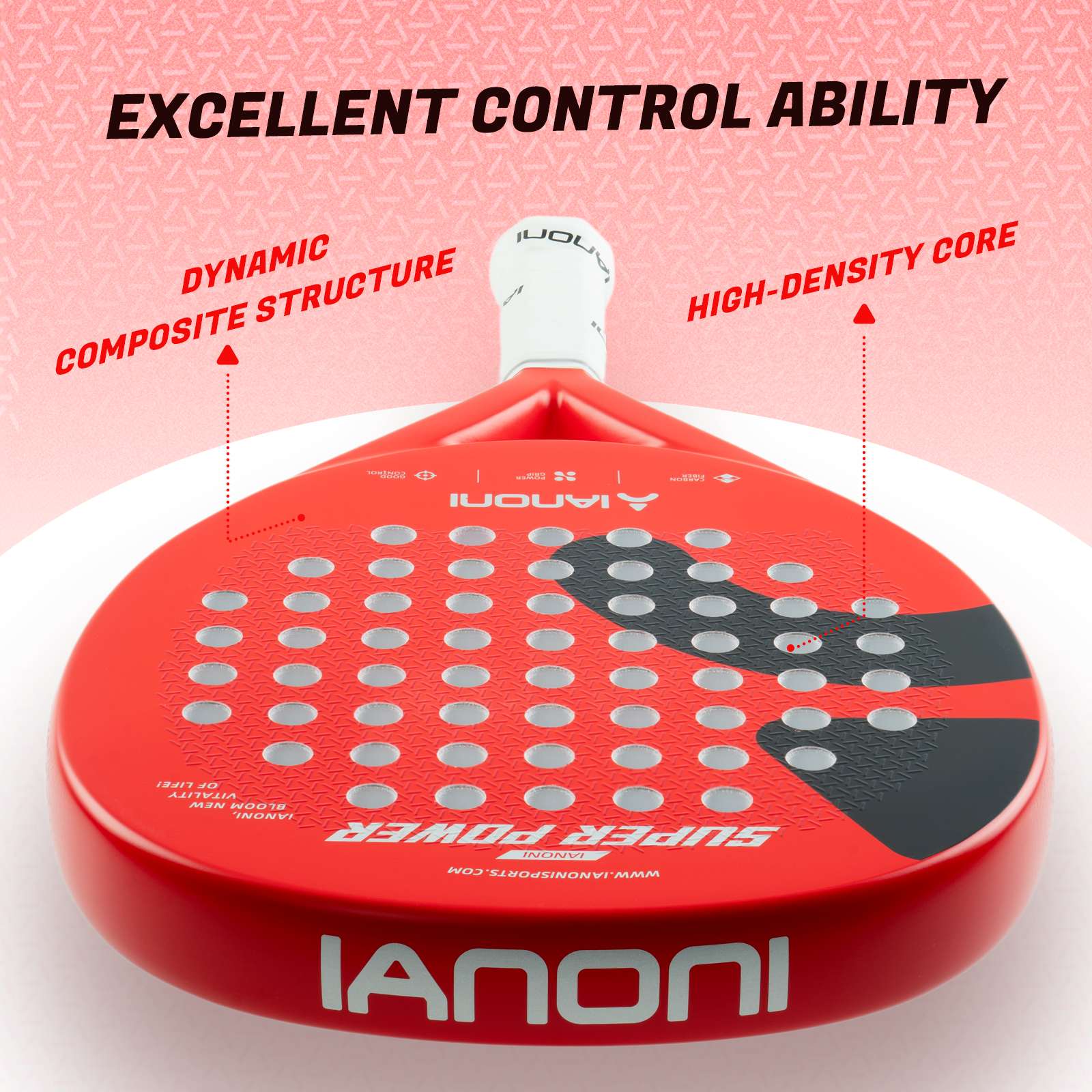 IANONI Super Power Red power racket side view