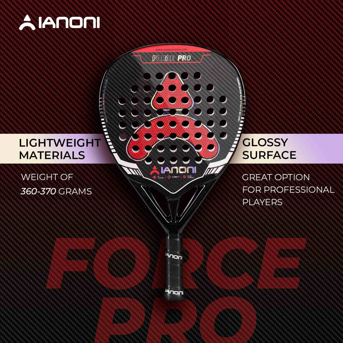 IANONI Force Pro Black 3K carbon padel racket