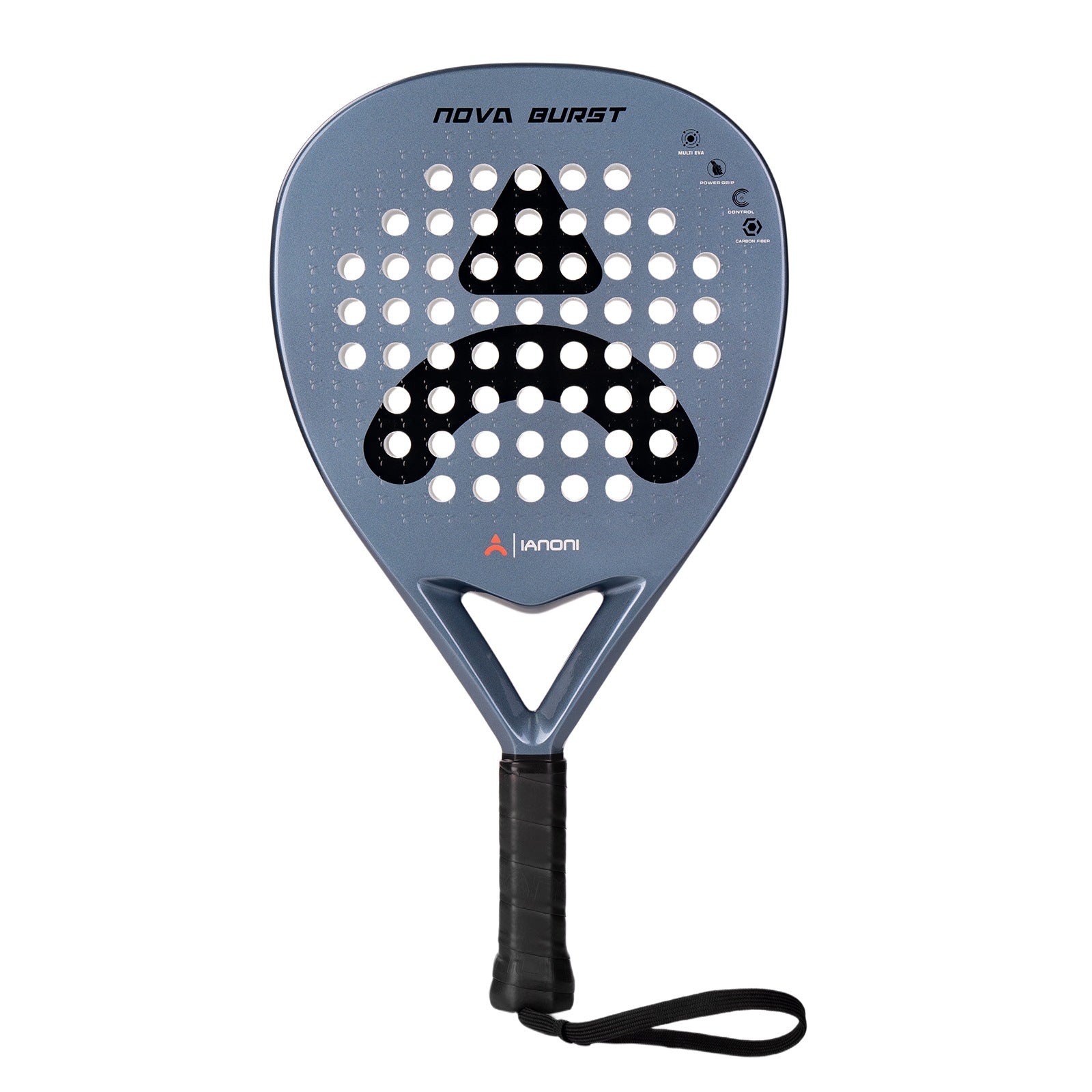Nova Burst hybrid padel racket showing its textured face, EVA core and carbon construction