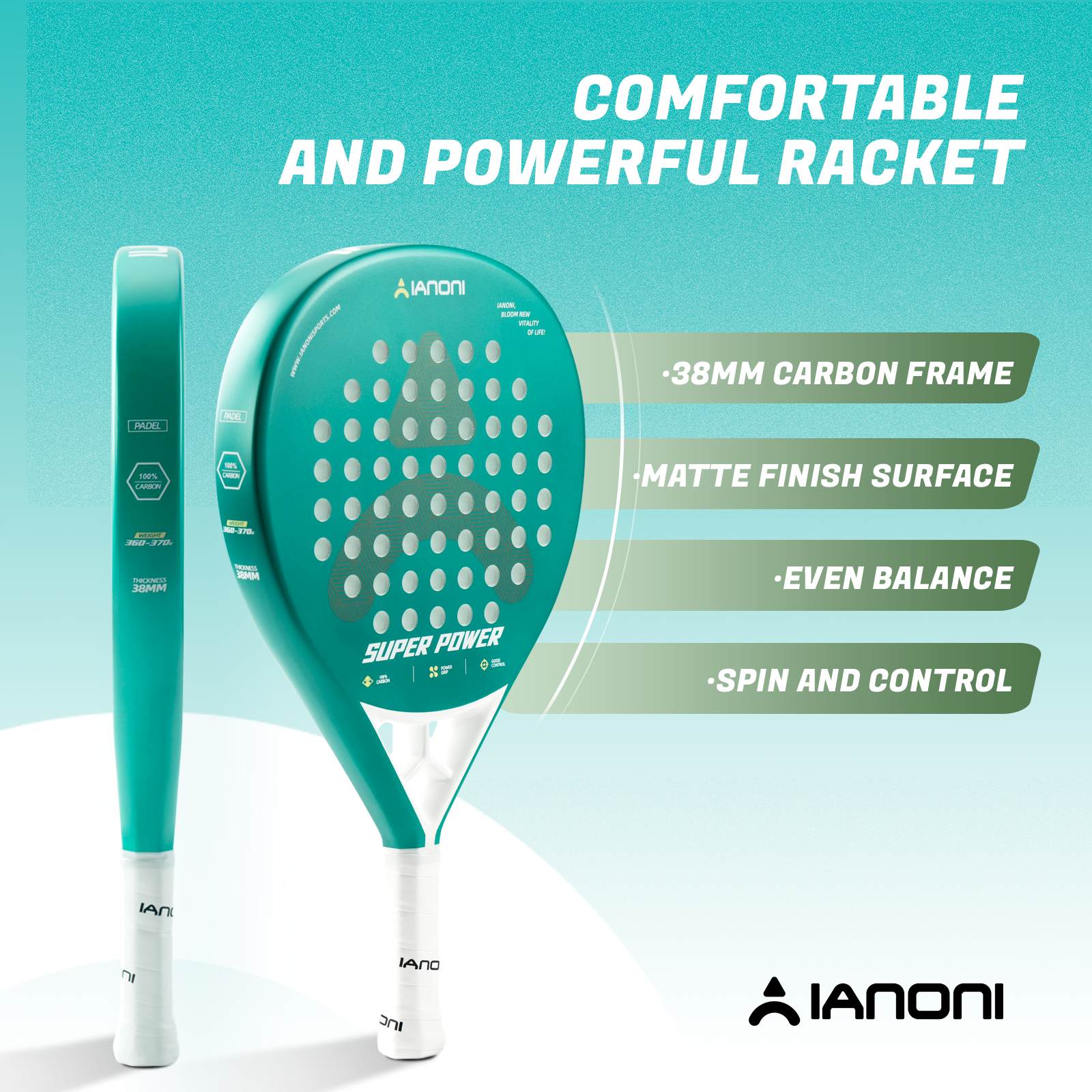 Watermelon red padel racket with carbon face and soft EVA core for comfort
