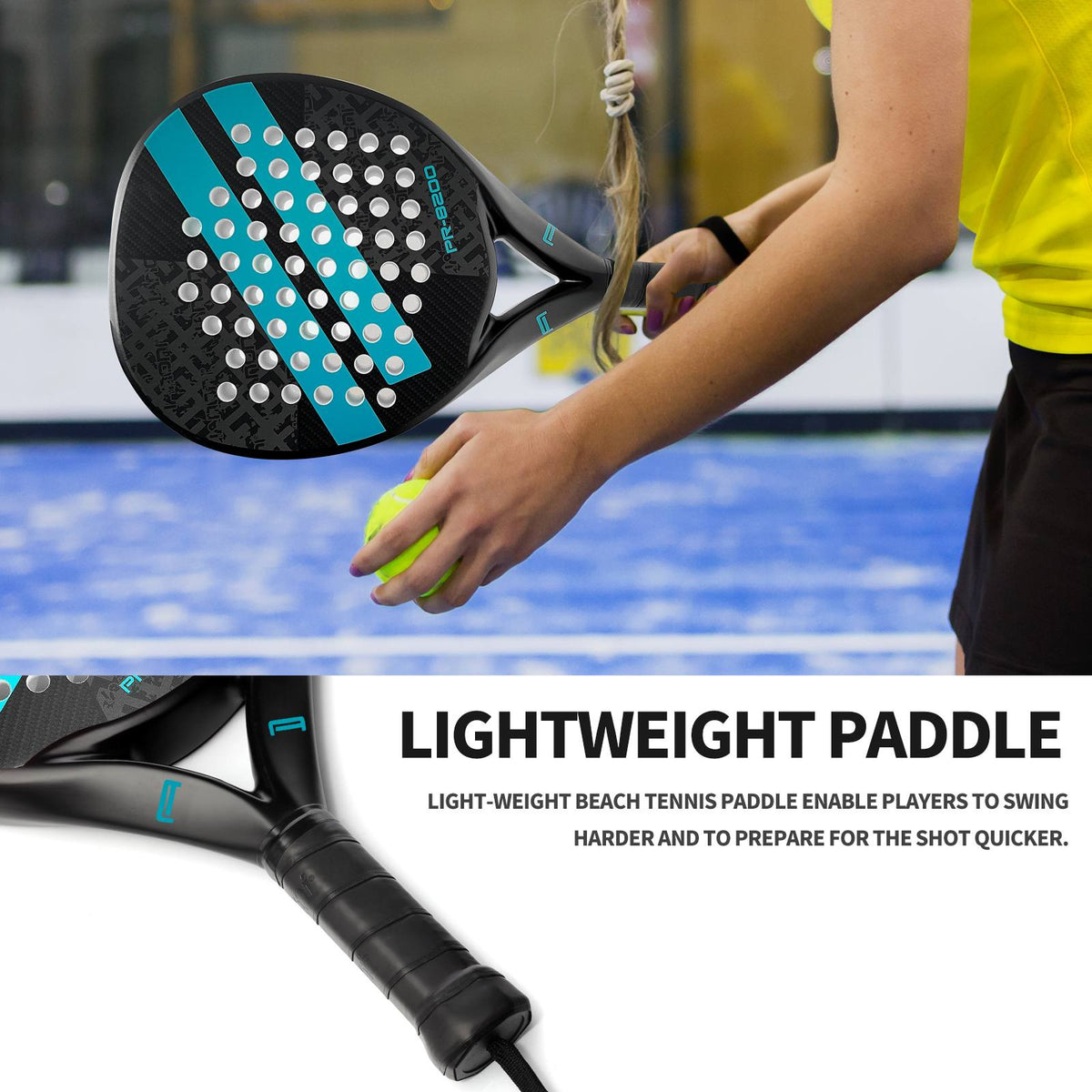 Red padel racket with anti slip grip for better control during rallies