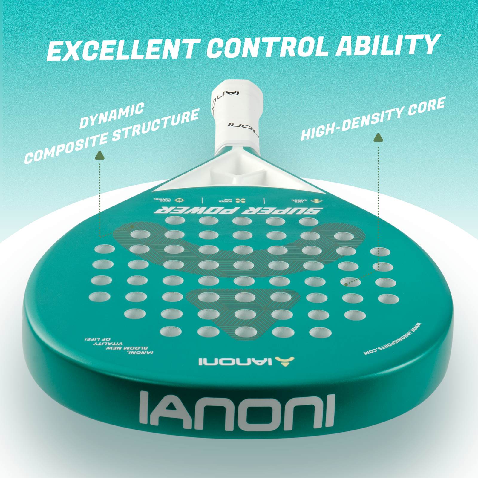 IANONI Super Power red racket with matte anti slip surface for spin