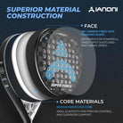 Side profile showing 38mm thickness of Halcyos IANONI Super Power padel racket