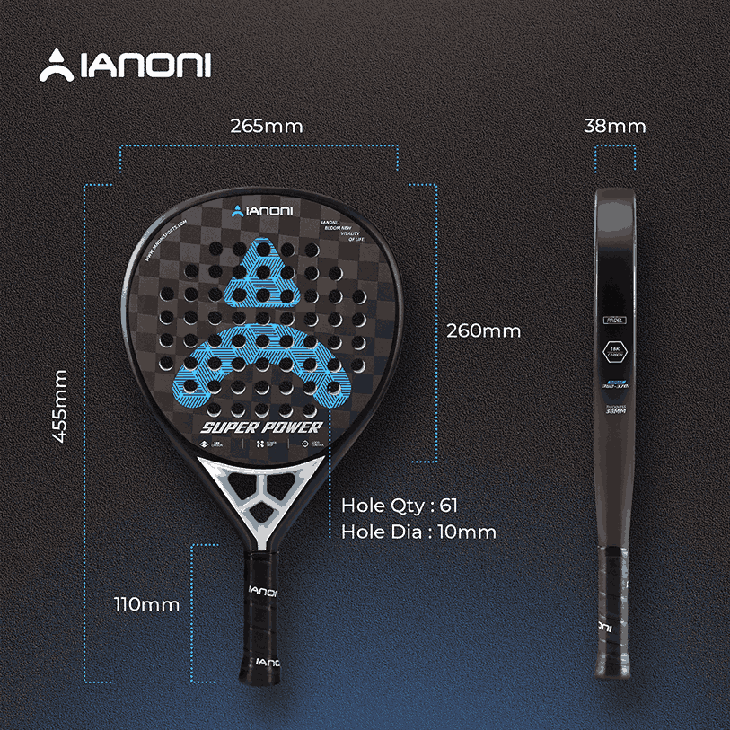 Ergonomic handle and grip of Halcyos IANONI Super Power padel racket