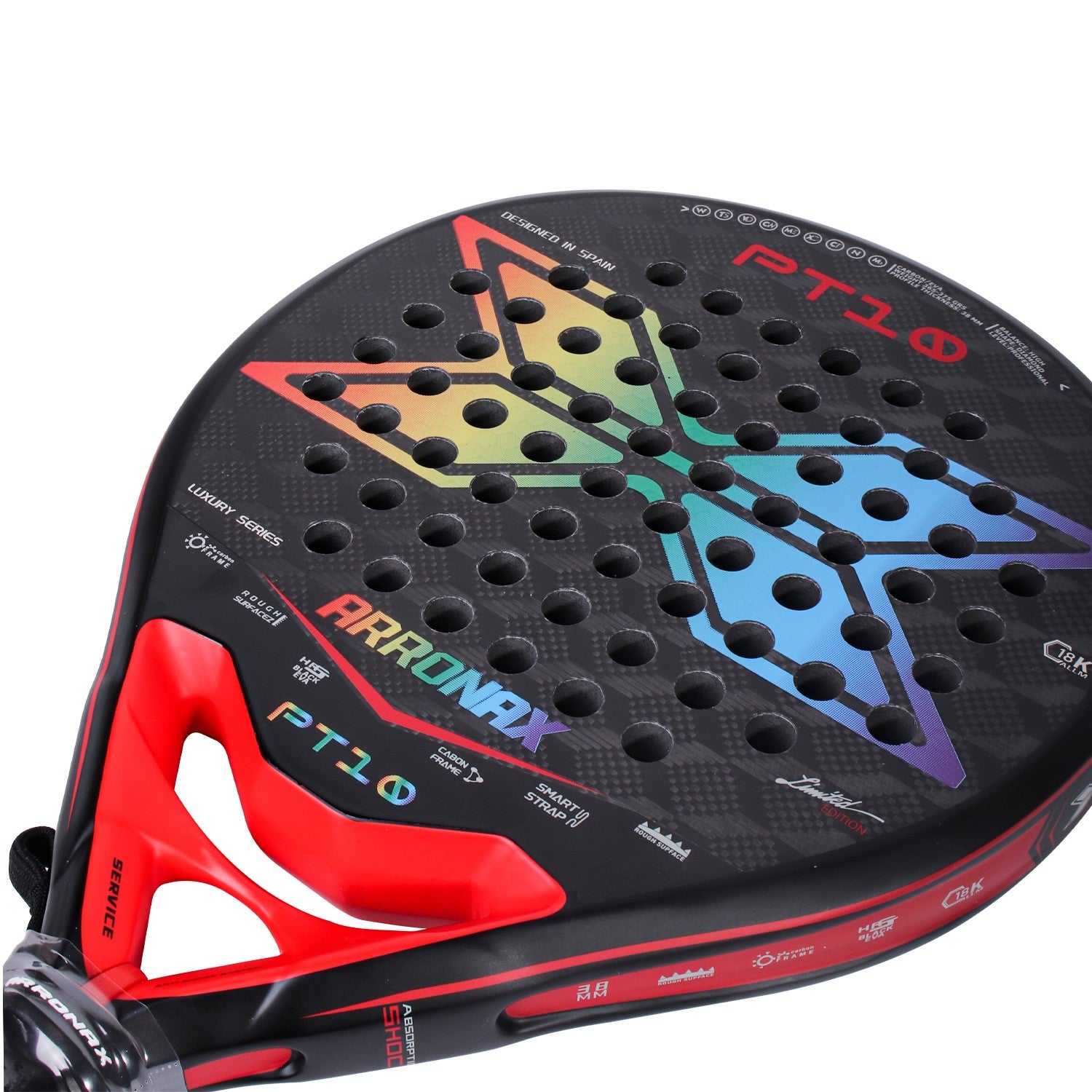 Arronax PT10 red round shape padel racket designed for control