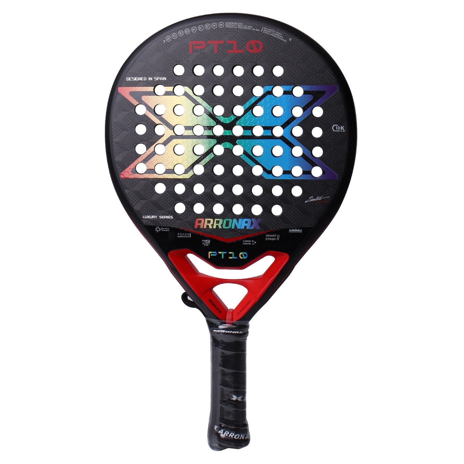 Arronax PT10 red control padel racket with 18K carbon surface in Qatar