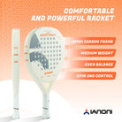 Premium carbon fiber padel racket with shock absorbing EVA core