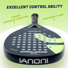 Halcyos black padel racket 455mm length with balanced feel and stability