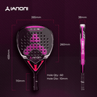 Rear design of Halcyos IANONI Force Pro padel racket showing 100 percent carbon frame