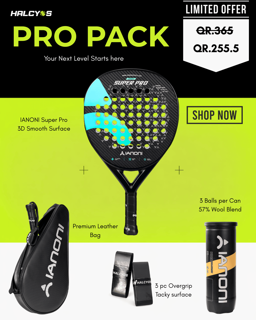 Competitive padel racket Halcyos Force Pro designed for advanced play