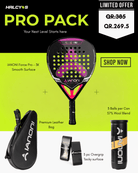 Halcyos Force Pro padel racket in black and green with 18K carbon construction
