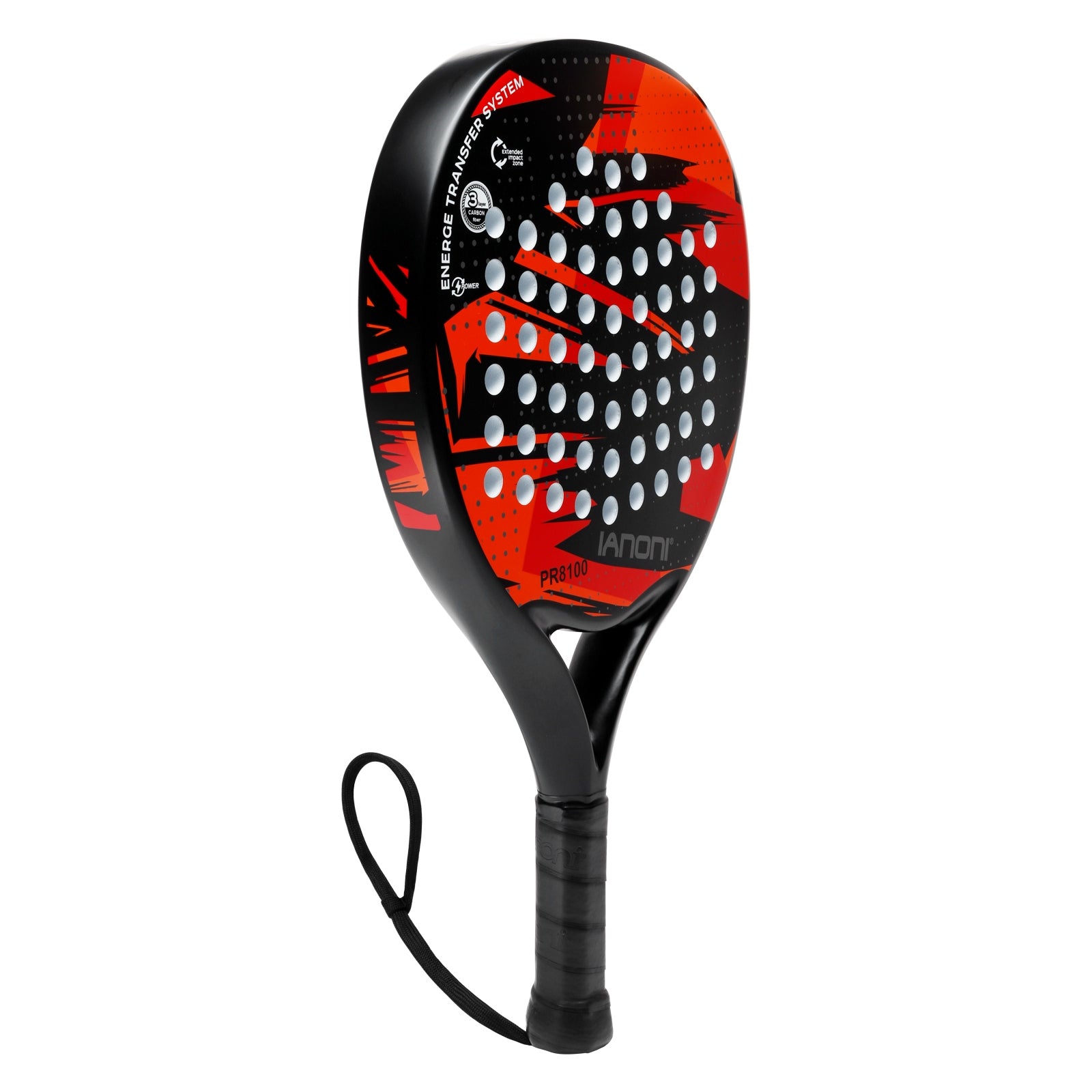 Durable carbon fiber frame of Halcyos IANONI professional beach tennis racket