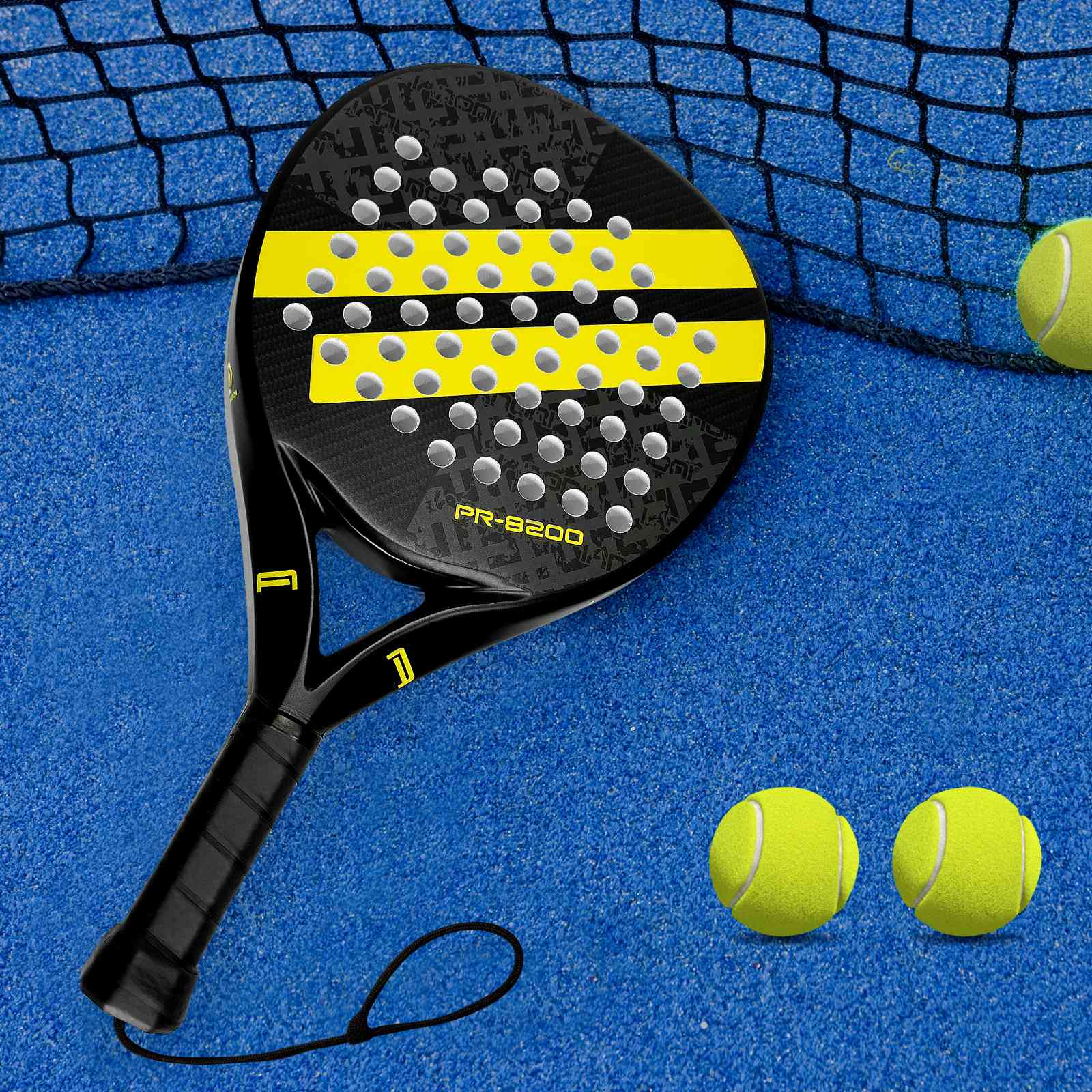 Close-up premium carbon fiber surface on Halcyos IANONI padel racket
