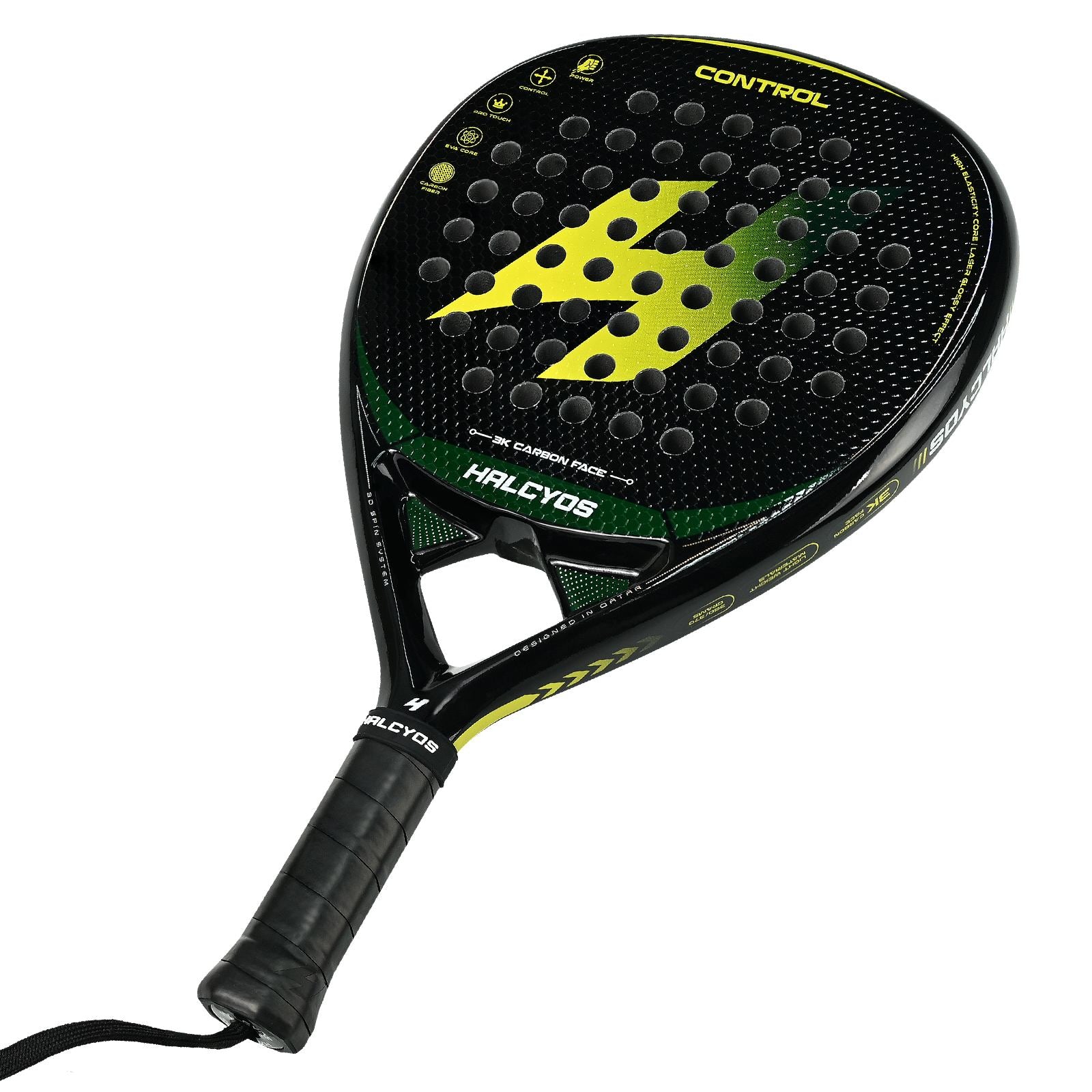 Halcyos padel racket 3D textured surface for spin