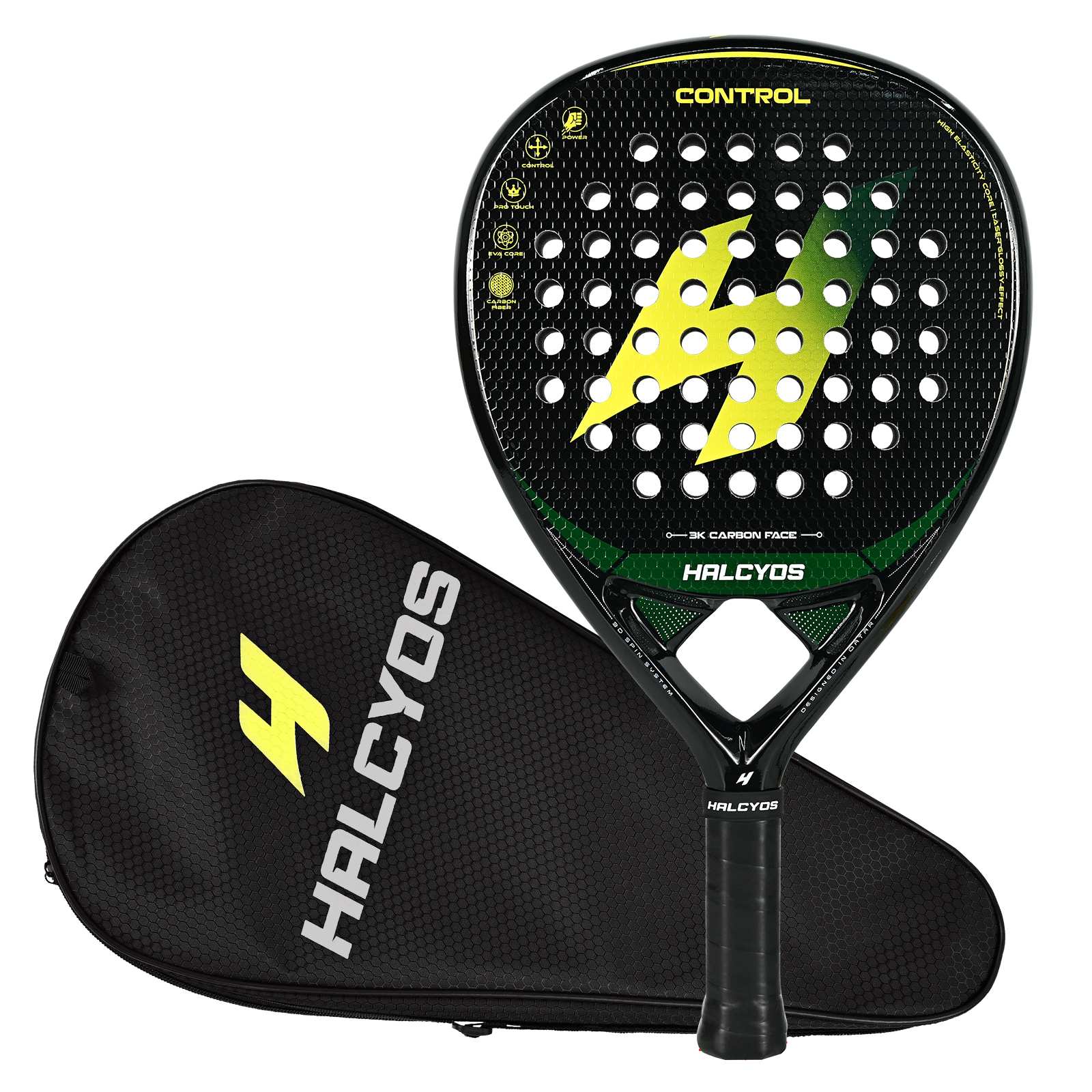 Halcyos padel racket throat design carbon build
