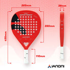 Halcyos red carbon fiber padel racket with diamond shape for powerful shots