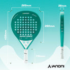 Red diamond shape padel racket with large sweet spot for clean contact