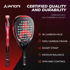 High performance red padel racket with large sweet spot and control