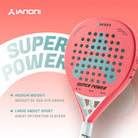 Side profile of IANONI Super Power padel racket showing 38mm carbon frame