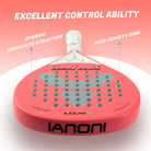Detail of large sweet spot on IANONI Super Power diamond shape padel racket